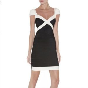 Herve Leger Umeki bandage dress small black/white